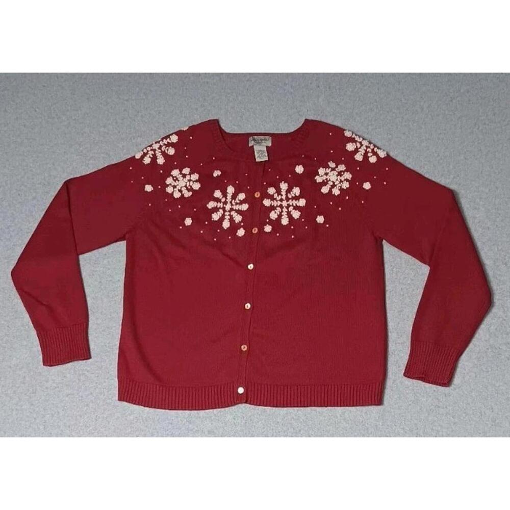 Vintage Eddie Bauer Wool Blend Button Up Cardigan Sweater Womens Size XL Tall
